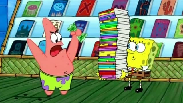 海绵宝宝:派大星读书的方式真独特,直接把书吃了在胃里消化!