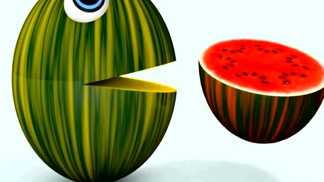 益智英语学习,3d大白球吃西瓜变不同的色彩!