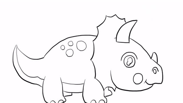 简单可爱的三角龙儿童卡通简笔画