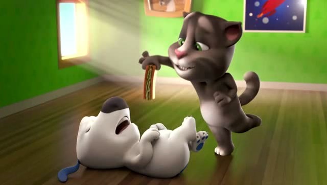 幼儿早教动画,汤姆猫趁汉克狗睡觉逗他玩!