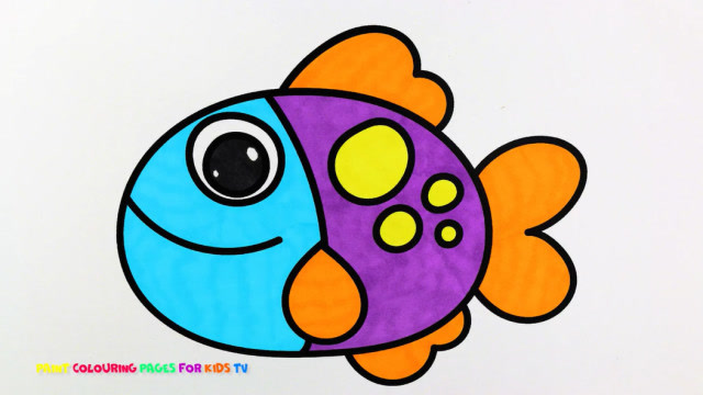 彩色的大头鱼简笔画涂色教程