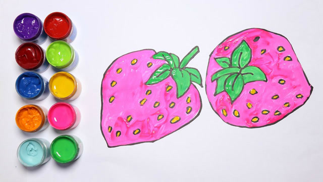 如何画草莓 儿童绘画  学习儿童色彩 儿童简笔画