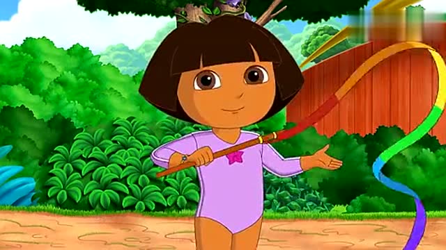 爱探险的朵拉:朵拉的彩虹彩带表演开始啦,真的好漂亮呀