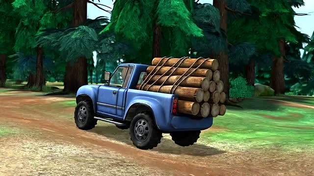 熊出没:光头强今天要去给李老板交木头,车子陷在泥潭出不来