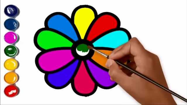 亲子简笔画:彩虹小花画画