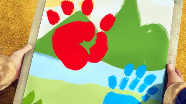 强哥励志当画家,不料熊二无意的掌印帮了他大忙呢