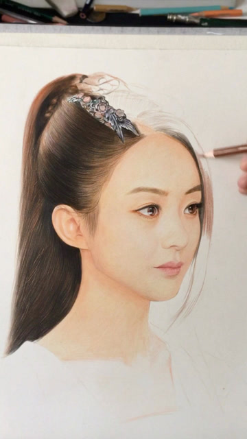 彩铅画 画个楚乔