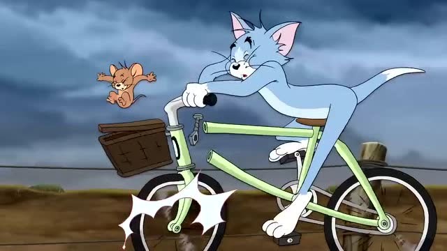 猫和老鼠:绿野仙踪,猫猫骑车,老鼠在车篓里