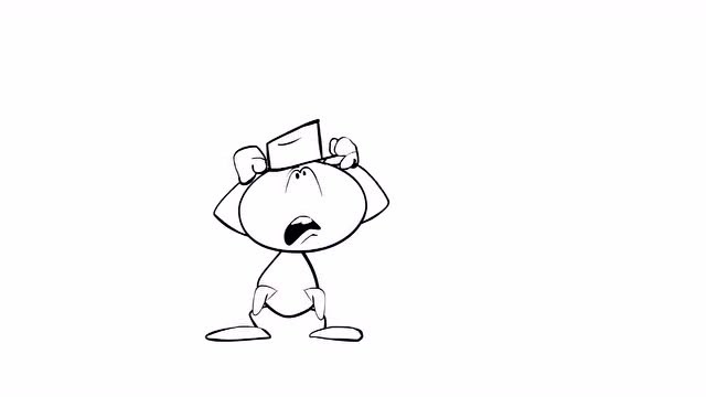 搞笑铅笔画小人:铅笔人戴着心爱的帽子,高高兴兴的出门了