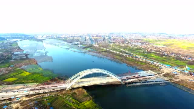 航拍石首建宁大桥