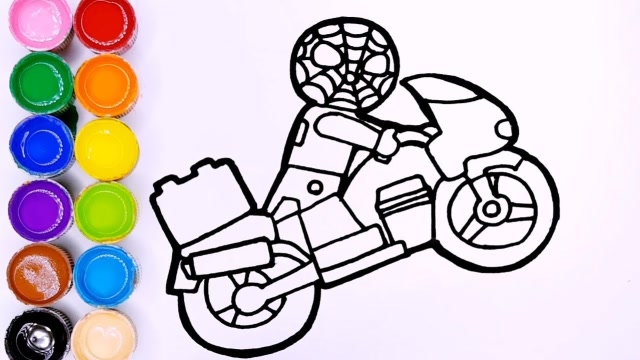 孩子一看就会画,幼儿简笔画上色教程:蜘蛛侠骑摩托车