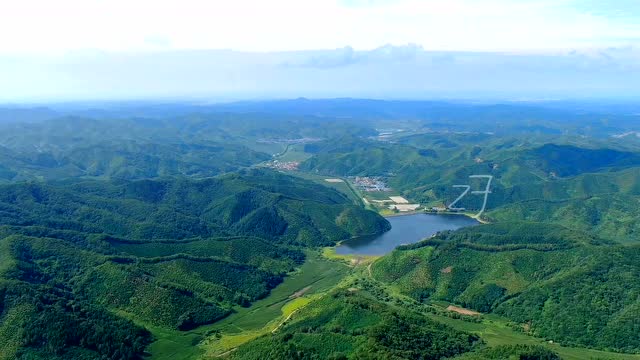 航拍抚顺县峡河乡夏家水库