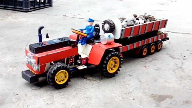 手工牛人自制遥控玩具车,性能强劲的农夫车很好玩