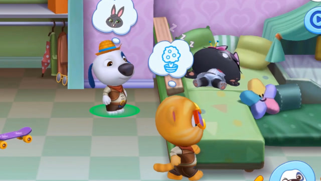 汤姆猫的朋友游戏:汉克狗想找贝卡兔聊天,可是贝卡兔睡着了