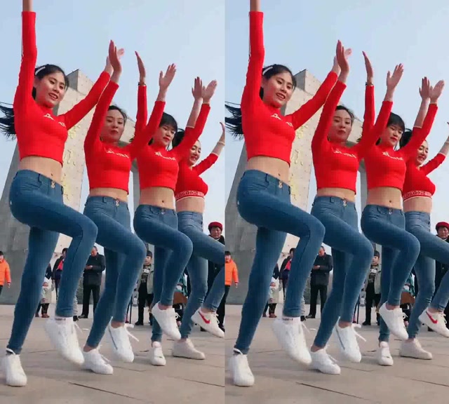 美女广场跳鬼步舞,舞步轻快时尚,跳得真带劲