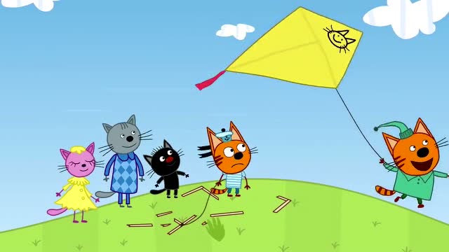 咪好一家:三只小猫咪做的风筝都没有飞起来,他们好失落