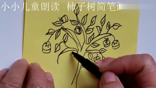 儿童手工柿子树简笔画