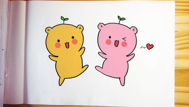 学画一对萌萌的小熊