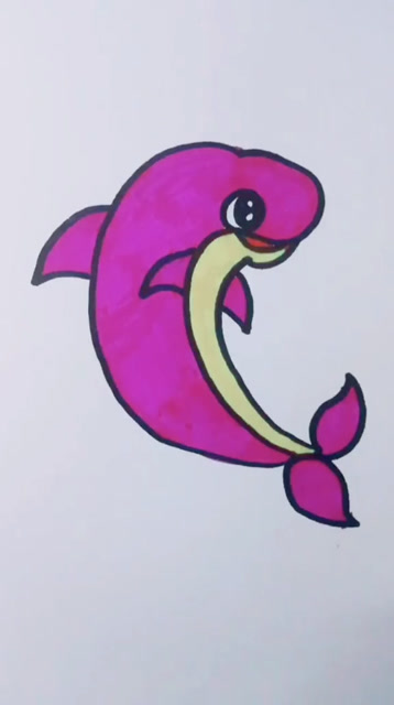 字母ccc画粉色小海豚,一看就会.