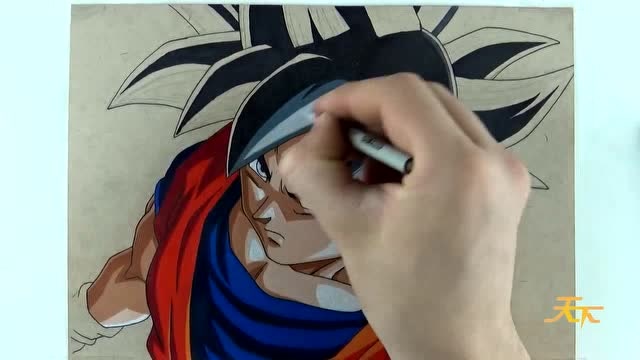 绘画悟空超级赛亚人彩色铅笔上色手绘动漫高手教学