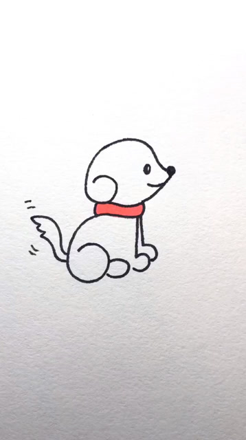 用数字6画小奶狗