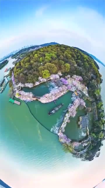 江苏无锡的鼋头渚,航拍看起来是这样啊