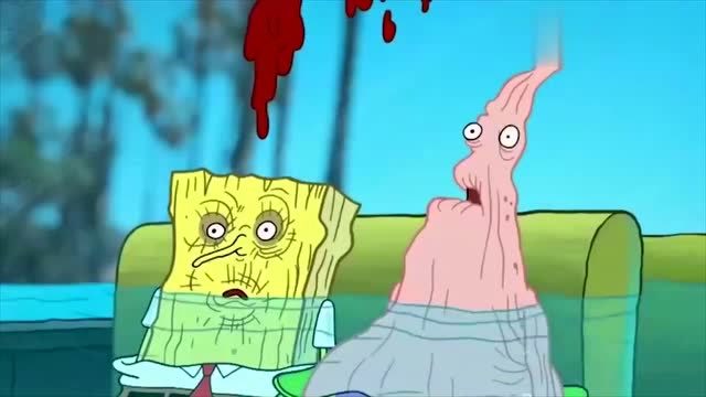 海绵宝宝与派大星变得好干枯,幸好及时找到了水源恢复了原样!