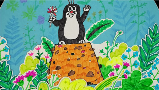 儿童创意画,可爱的鼹鼠,学习运用对比色和临近色进行色彩的搭配