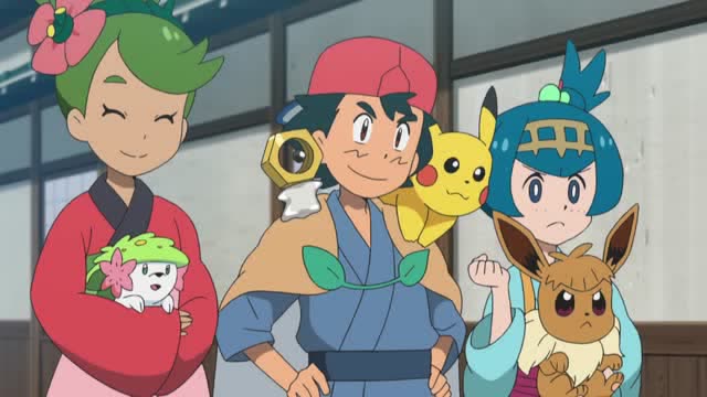 精灵宝可梦:小智与马玛内敞开肚皮吃丸子,真是大胃王!