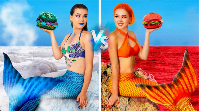 冰美人鱼vs火美人鱼两人谁能赢得小伙的芳心画面过于养眼