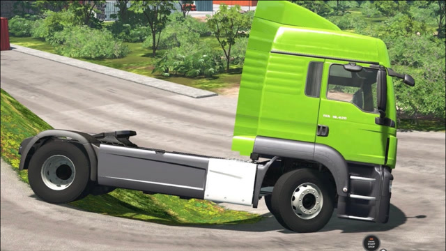 beamng:man牵引车开足马力在集装箱基地测试超强悬挂性能
