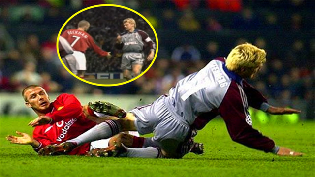 拜仁铁血队长埃芬博格不识抬举,随后被小贝飞铲