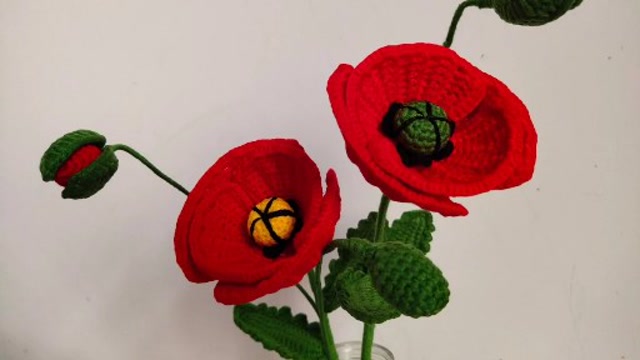手工仿真植物花卉-钩针编织罂粟花,逼真好看还好学!(一)