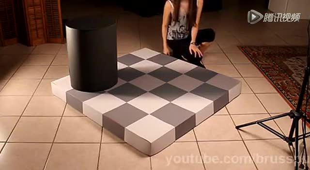 经典视觉错觉 棋盘阴影错觉