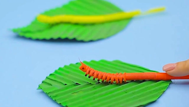 用吸管就能制作出超逼真的毛毛虫,快在孩子面前露一手!