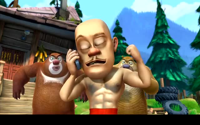 熊出没:强哥在熊熊的监督下锻炼出来八块腹肌 不得了哦 壮壮的