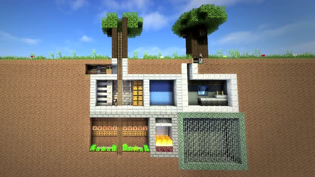 【鬼影】《minecraft》教你用红石在树下做秘密基地[我的世界]