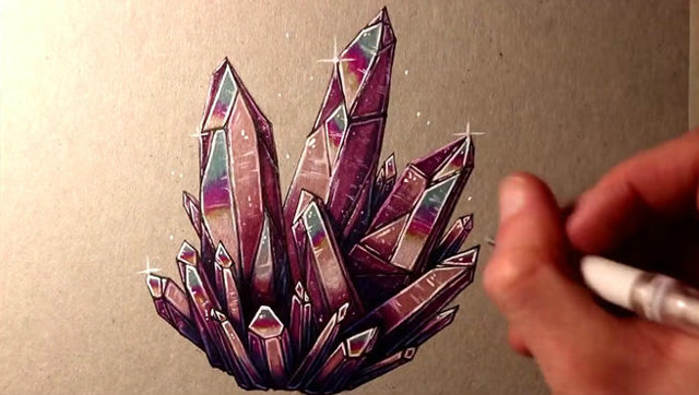 马克笔高光笔画水晶