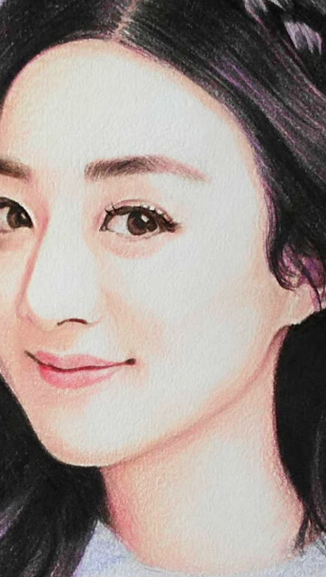 每日一幅明星画,手绘赵丽颖,水彩加彩铅