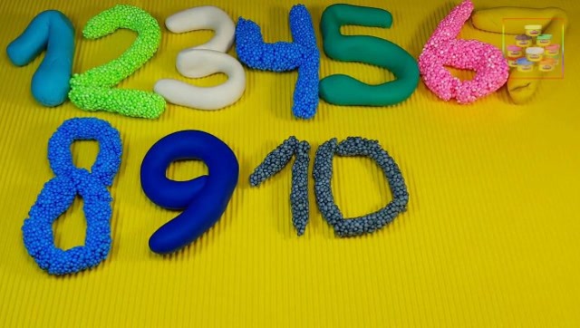 益智早教手工:培乐多粘土diy数字123学数数颜色