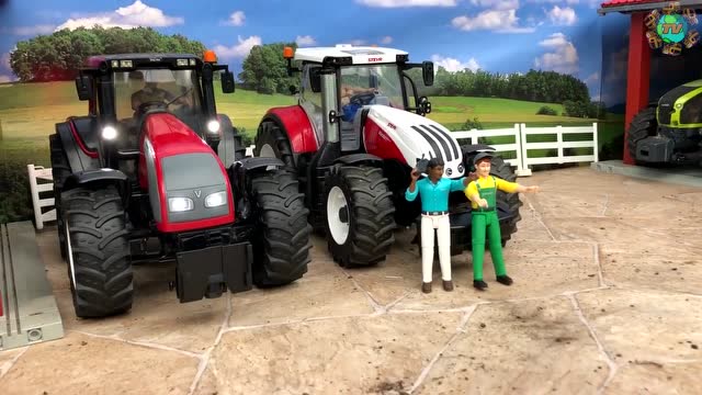 儿童卡通欢乐农场动画拖拉机在农场耕地