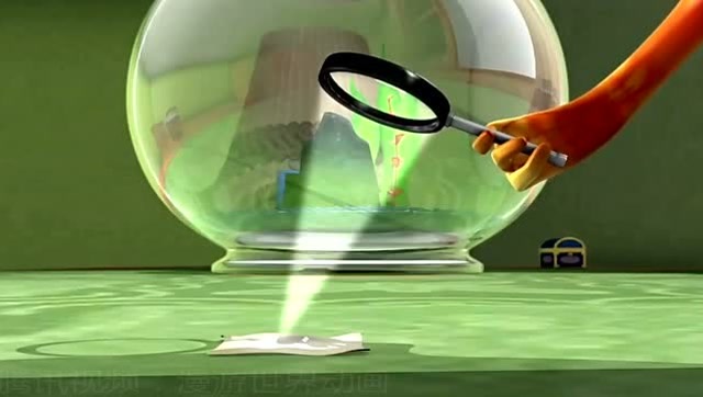 小红鱼演示了一变放大镜聚光,小蓝鱼同理搬出一箱炮要把它点燃