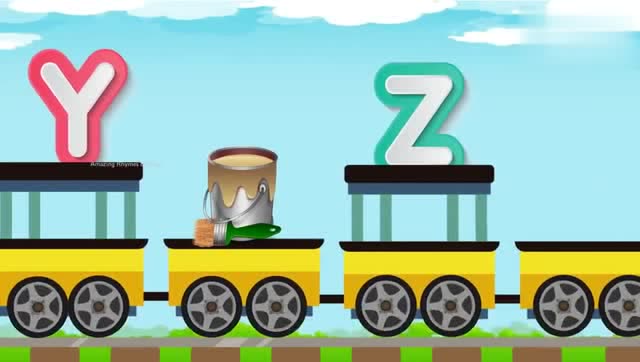 亲子早教益智动画小火车载着英文字母唱abc学习相关的单词