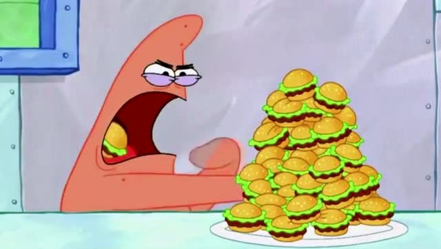 海绵宝宝:强势安利一种吃汉堡的新姿势!一般人保证做不到