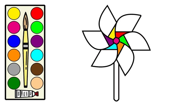 儿童简笔画:小风车吹吹