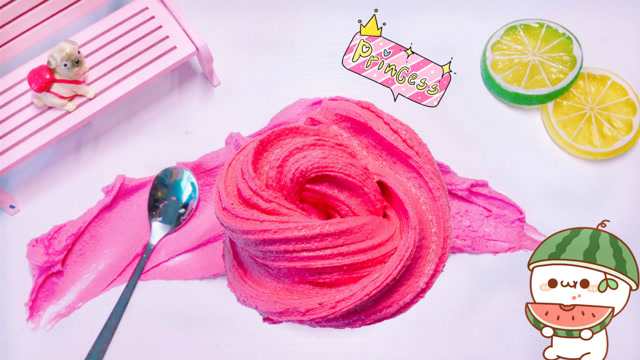 花甜手作 无硼砂无胶水自制西瓜冰沙史莱姆,加水就能变出雪,手感像