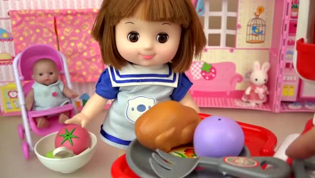 婴儿娃娃红色厨房玩具烹饪过家家玩具