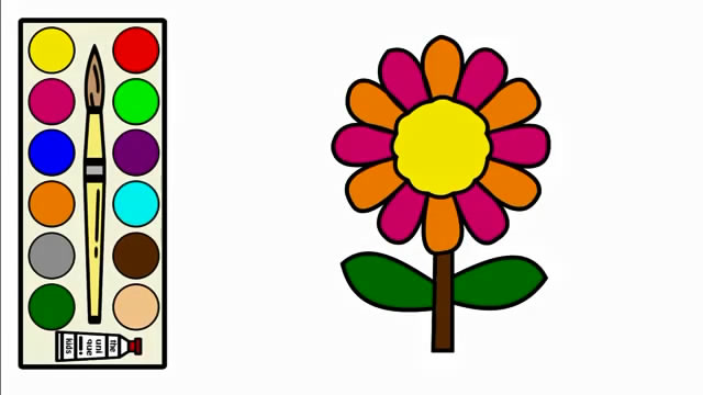 儿童简笔画:彩色小花