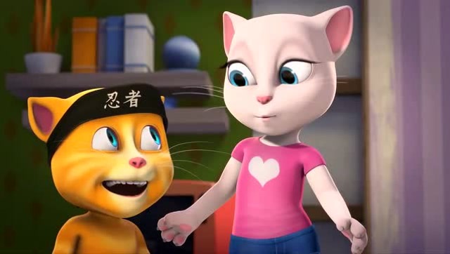 幼儿早教动画,汤姆猫给安吉拉和小猫咪拍照!