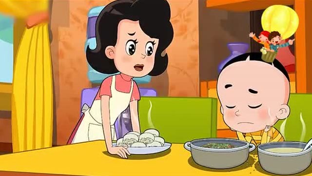 大头儿子小头爸爸: 妈妈做了好多的包子,汤里都是豆子